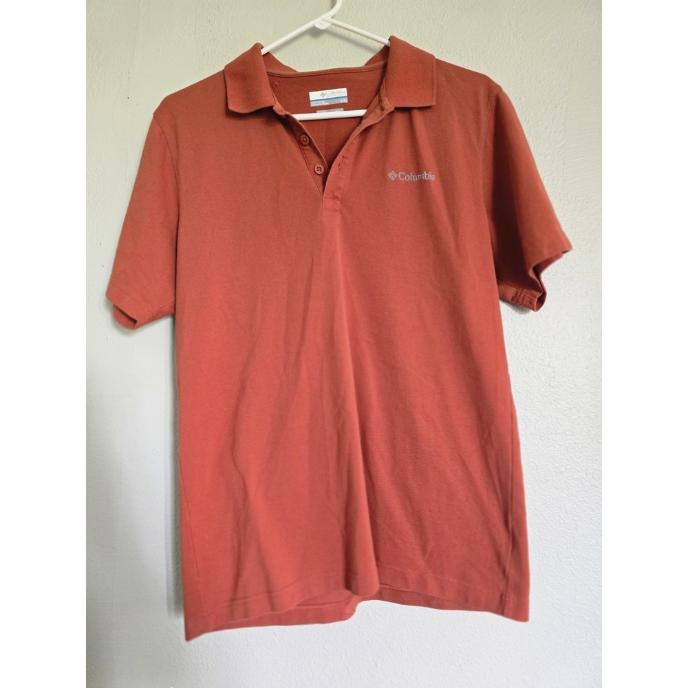 Columbia Polo Shirt Casual Collared Short Sleeve Top Burnt Orange Color Sz‎ S